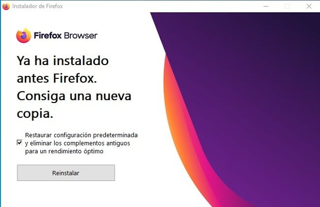 Reinstalar Firefox