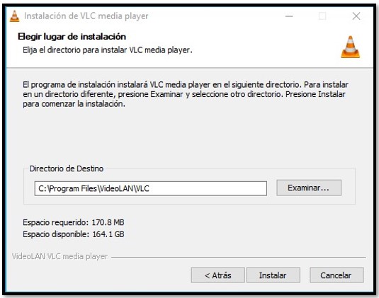 Ubicación de instalación de VLC