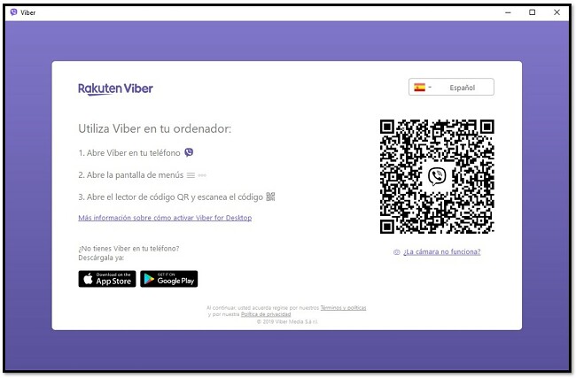 Escanee el código QR para usar Viber en la computadora