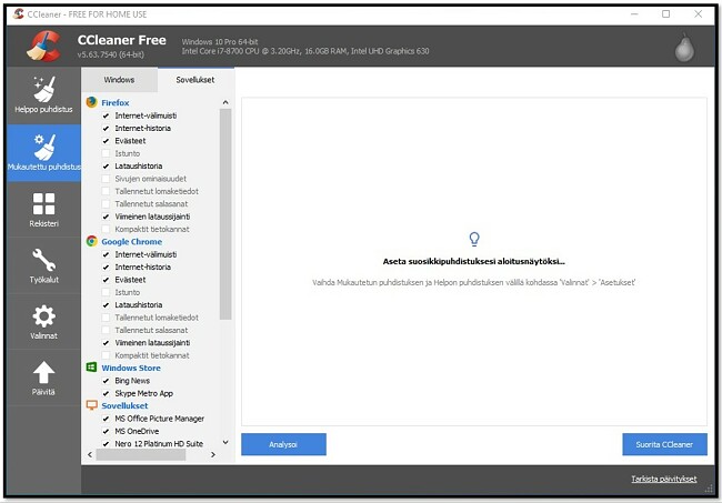 Puhdista tietokoneesi CCleanerilla