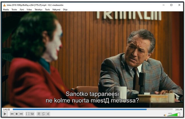 Tekstityksen näyttäminen VLC Media Player -sovelluksessa