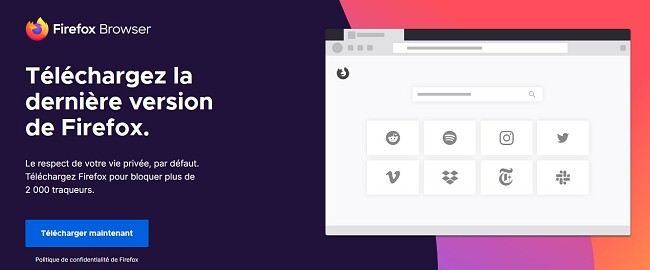 Page de téléchargement de Firefox