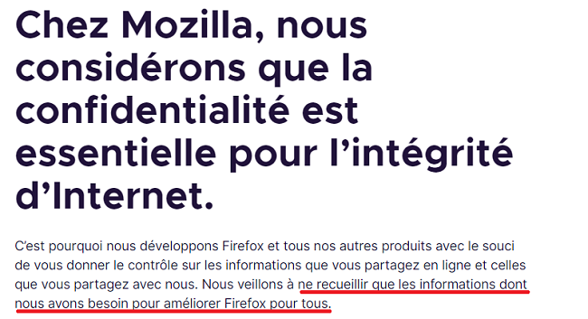 Déclaration de confidentialité de Firefox