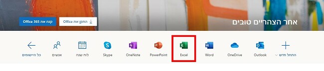 Office365 גרסה מקוונת של Excel