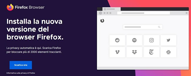 Pagina di download di Firefox