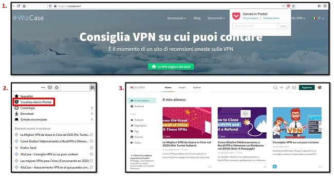 Aggiunta di articoli a Mozilla Firefox Pocket