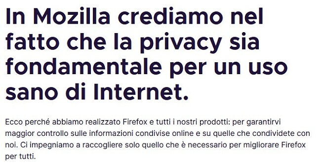 Informativa sulla privacy di Firefox