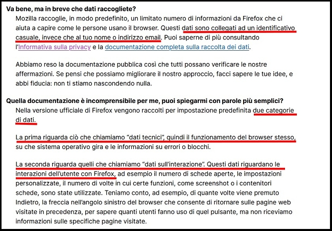 Informativa sulla privacy di Firefox