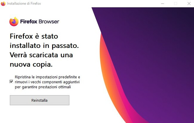 Reinstallazione di Firefox