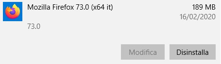 Disinstallare Mozilla Firefox