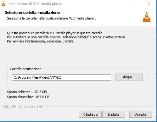 Posizione di installazione di VLC