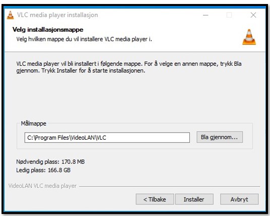 VLC installasjonssted
