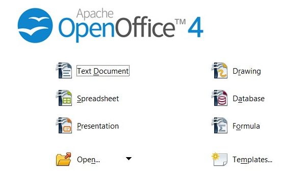 Open Office welcome screen