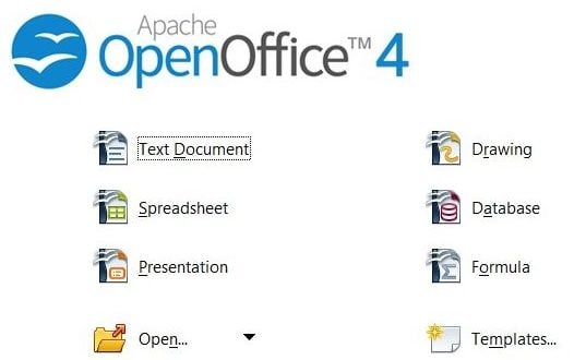 Отваряне на началния екран на OpenOffice