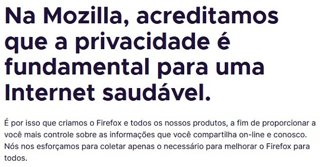 Declaração de privacidade do Firefox