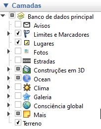 Camadas do Google Earth Pro