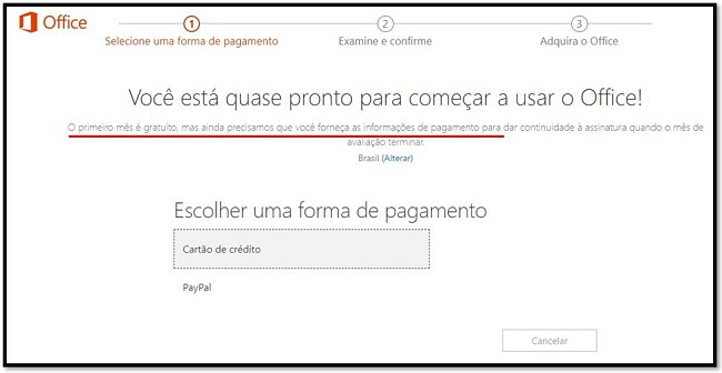 O primeiro mês do Office 365 é gratuito