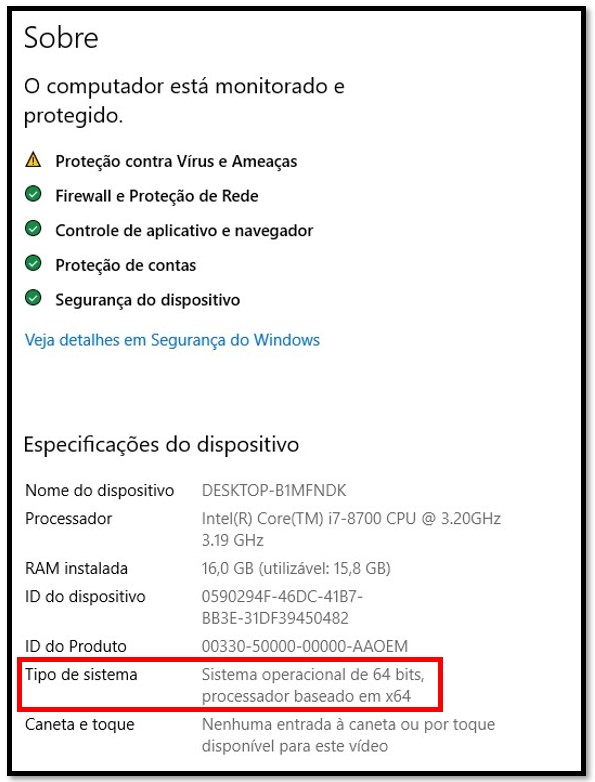 Configurações do sistema WinRAR