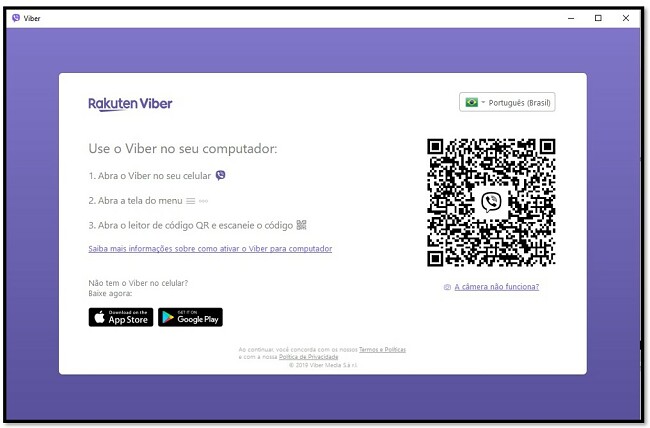 Digitalize o código QR para usar o Viber no computador