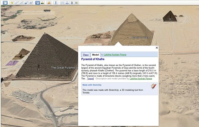 Pyramides sur Google Earth Pro