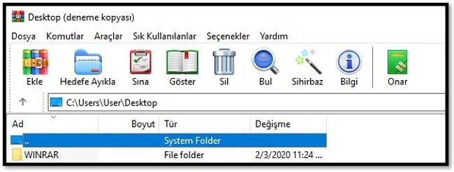 WinRAR Ana Ekranı