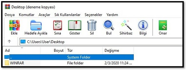 WinRAR Ana Ekranı