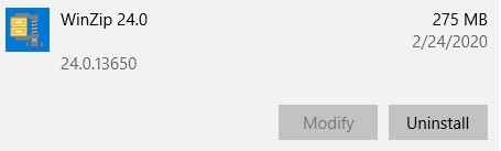 הסר את ההתקנה של WinZip
