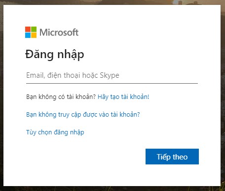 Trang đăng nhập Microsoft