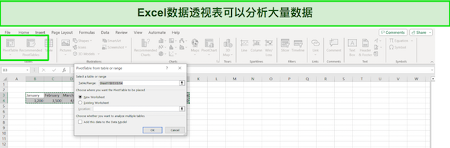 Excel 数据透视表屏幕截图