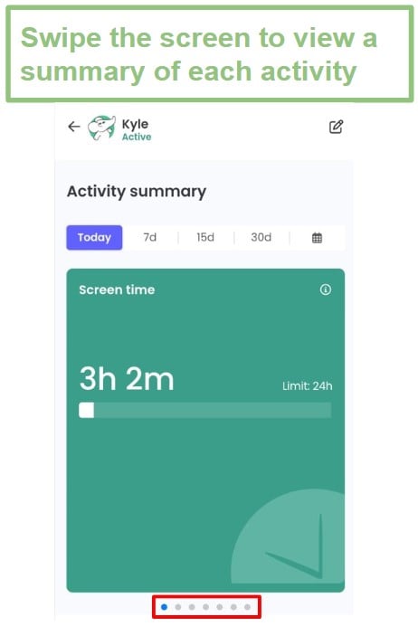 Activity summary mobile app