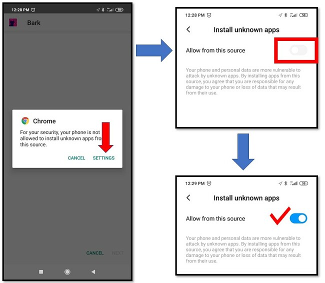 Allowing unknown installation on Android
