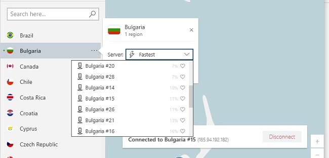 изображение на NordVPN сървъри в България