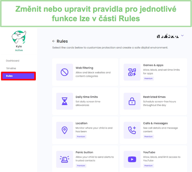 Nastavte pravidla pro Qustodio