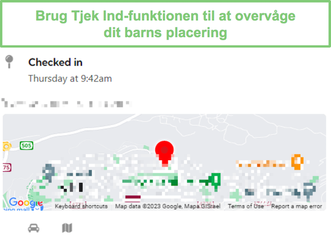 Indtjekning af placering