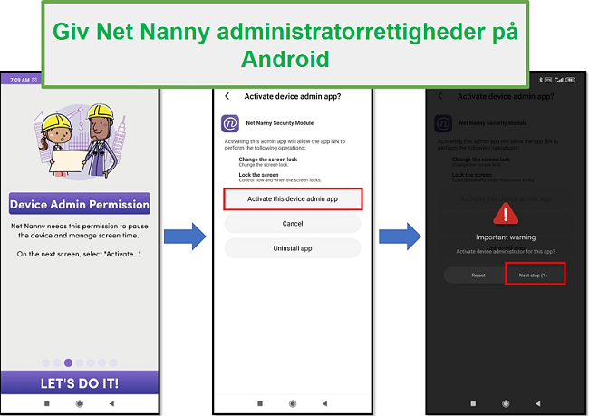 Net Nanny Admin rettigheder