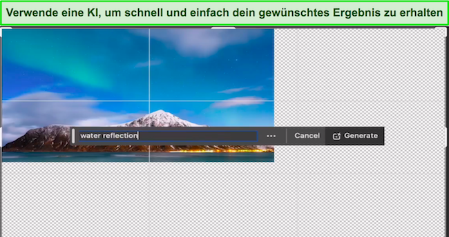Adobe Photoshop verwendet KI, um einen Screenshot mit den gewünschten Ergebnissen zu erhalten