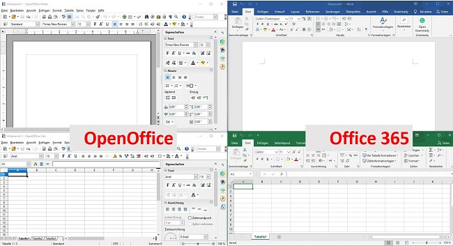 Vergleich von OpenOffice und Office365