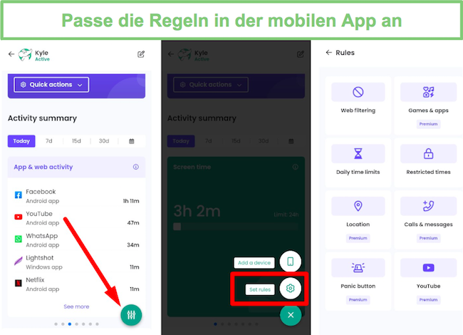 Legen Sie Regeln über die mobile App fest