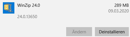 Deinstallieren Sie WinZip