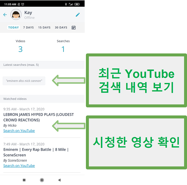 Qustodio Youtube 모니터링