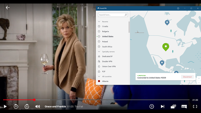 NordVPN работи с Netflix USA „Grace and Frankie“