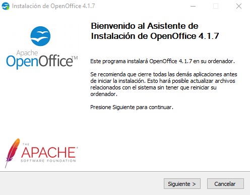 Asistente de instalación de OpenOffice 1