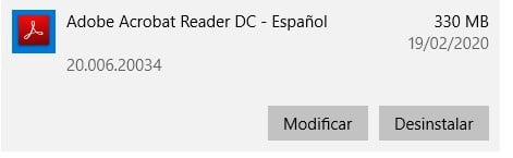 Desinstalar Adobe Acrobat Reader DC