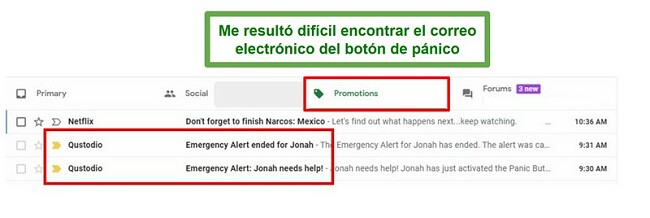 Correos electrónicos de Qustodio SOS
