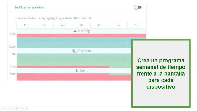 Horarios de Qustodio