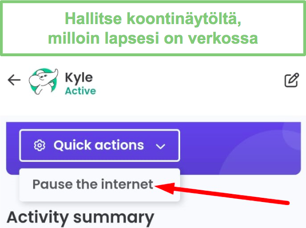 Qustodio keskeyttää internetin lapsilaitteella