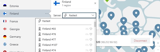 käyttäjän NordVPN server kuva Suomessa