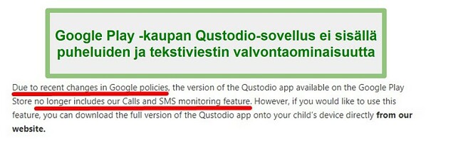 Qustodion Google Play -käytäntö
