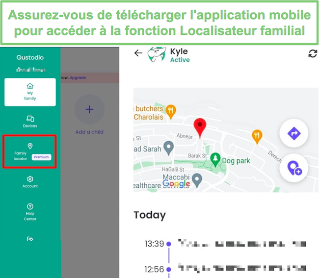 Fonctionnalités de localisation de la famille uniquement disponibles sur mobile