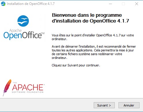 Assistant d'installation d'OpenOffice 1